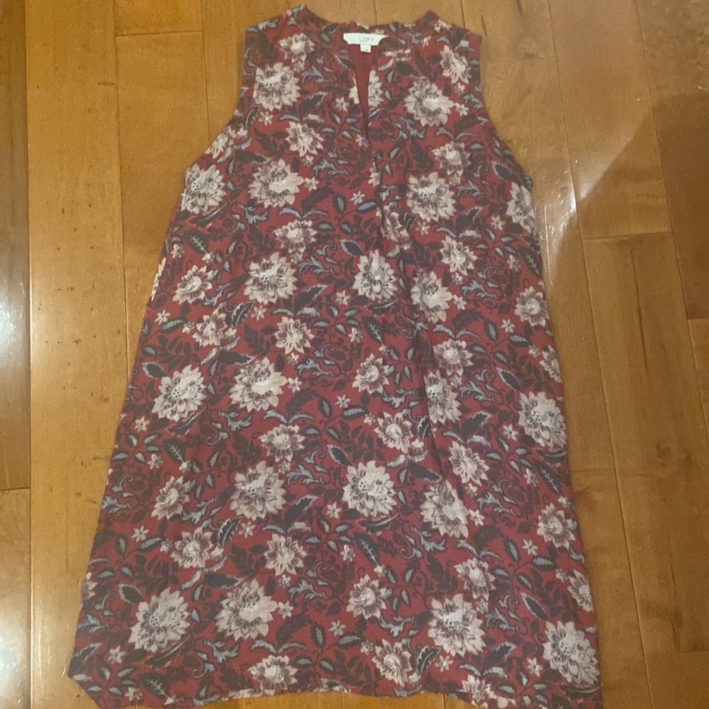 LOFT Burgundy Floral Sleeveless Dress